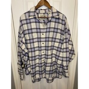 Levi Strauss Silver Tab Mens XL Plaid Flannel Long Sleeve Button Up Shirt White